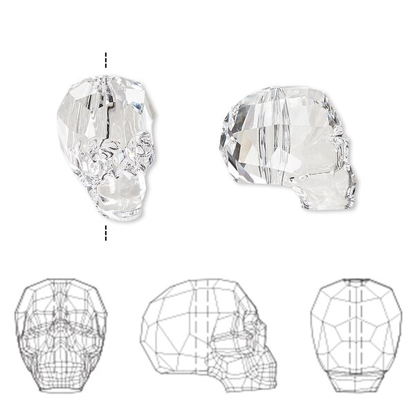 Bead 1pk crystal, Crystal Passions&reg; 14x13mm skull 5750 image number 0