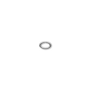 Jump ring 1pkg500 silver-plated, 6x4mm oval, 18 gauge / 4.1x2mm inside diameter / brass