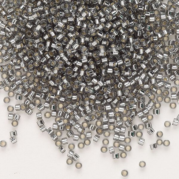 Seed bead, Delica&reg;, glass, pkg/50g, #11 round, transparent silver-lined light grey (DB-0048). image number 0