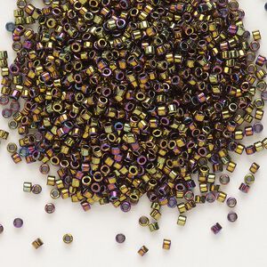 Seed bead, Delica&reg;, glass, pkg/7.5g, #11 round, opaque metallic iris bronze (DB-0023).