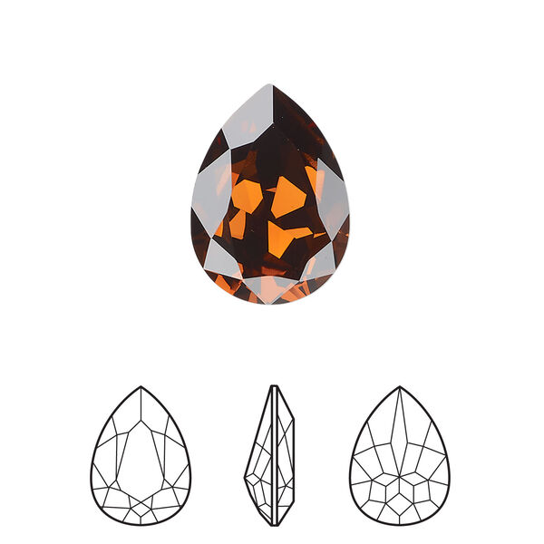 Fancy stone 1pkg48 smoked topaz foil back, Swarovski&reg; ReCreated&trade;, 18x13mm pear 4320 image number 0