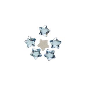 Flat back 6pk aquamarine foil back, Crystal Passions&reg; 6mm star flower 3754