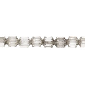 Bead, Czech glass, clear and metallic silver, 6mm round cathedral. Sold per 15-1/2" to 16" strand.