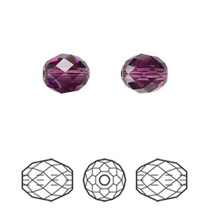 Bead 2pk amethyst, Crystal Passions&reg; 9.5x8mm olive briolette 5044