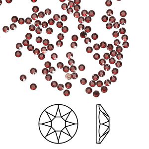 Flat back 144pk crystal red magma foil back, Crystal Passions&reg; hotfix rhinestone 1.9-2.1mm rose round SS6 2038HF