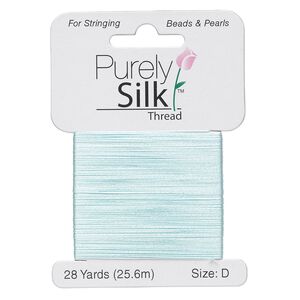 Thread, Purely Silk&trade;, turquoise blue, size D. Sold per 28-yard card.