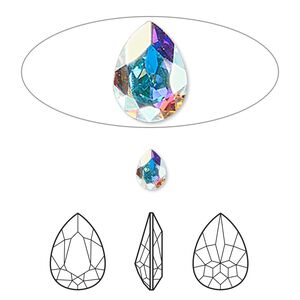 Fancy stone 360pk crystal AB foil back, Swarovski&reg; 6x4mm pear 4320
