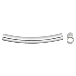 Bead 1pkg2 sterling silver, 35x4mm curved tube