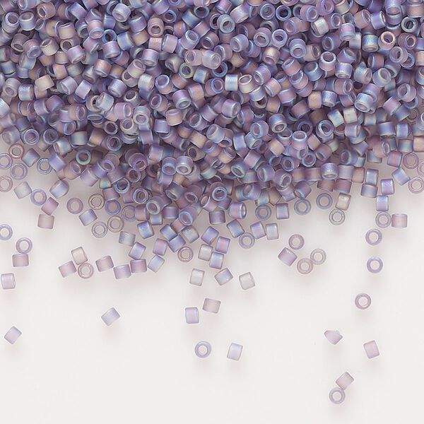 Seed bead, Delica&reg;, glass, pkg/7.5g, #11 round, translucent matte rainbow light amethyst (DB-0870). image number 0