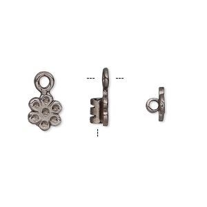 Crimp end 1pkg2 gunmetal-plated, 8x7mm flower / loop / 2mm inside diameter, brass