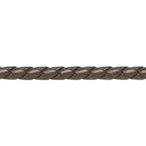 Bolo cord, leatherette, brown, 4mm braided round. Sold per 5-yard section.