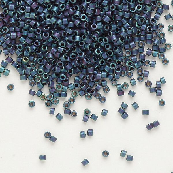 Seed bead, Delica&reg;, glass, pkg/250g, #11 round, opaque matte metallic iris blue (DB-0325). image number 0