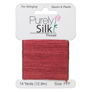 Thread, Purely Silk&trade;, maroon, size FFF. Sold per 14-yard card.