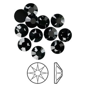 Flat back 12pk jet foil back, Crystal Passions&reg; 7.07-7.27mm rose round SS34 2088