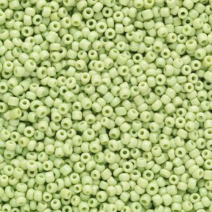 Seed bead, Ming Tree&trade;, glass, pkg/1 pound, #11 round, opaque lime green.