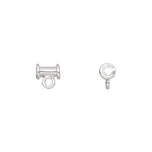 Bead, sterling silver, 7x4mm round tube with closed loop. Sold per pkg of 4.