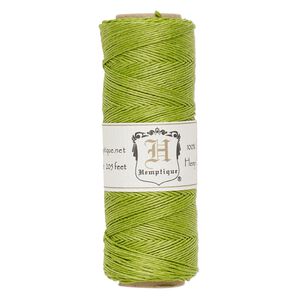 Cord, Hemptique&reg;, polished hemp, lime green, 0.5mm diameter, 10-pound test. Sold per 205-foot spool.