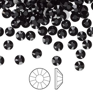 Flat back 1440pk jet foil back, Preciosa Viva 12&reg; Czech crystal rhinestone 4.6-4.8mm chaton rose round SS20