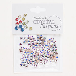 Flat back 1pkg144 crystal AB foil back, Crystal Passions&reg; rhinestone 3.00-3.12mm hotfix round SS12