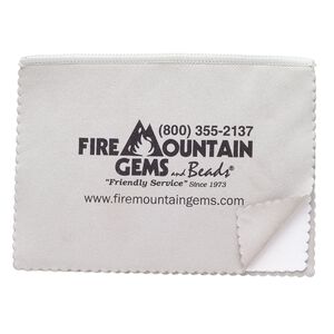 Polishing cloth, Fire Mountain Gems and Beads&reg;, microfiber, grey and white, 8x6-inch rectangle. Sold individually.