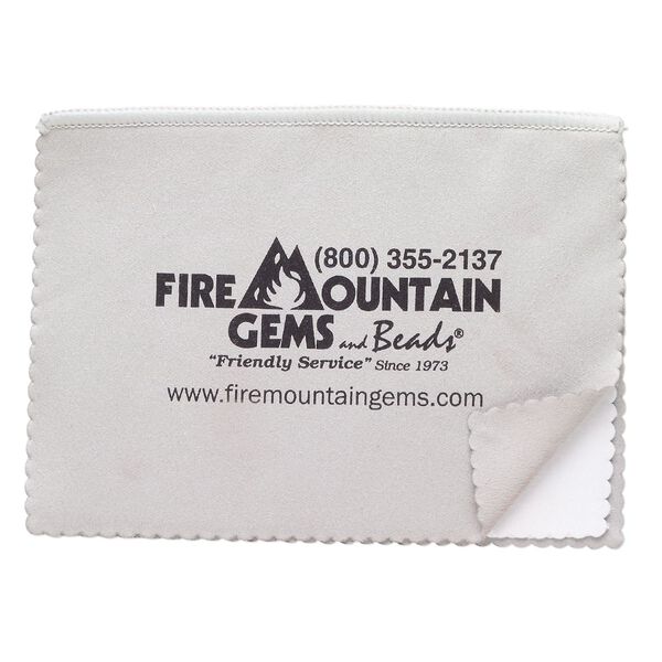 Polishing cloth, Fire Mountain Gems and Beads&reg;, microfiber, grey and white, 8x6-inch rectangle. Sold individually. image number 0