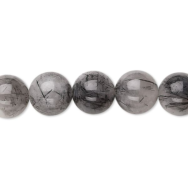 Tourmalinated quartz 1pkg1, round bead natural 15.5-16 inch 10mm image number 0