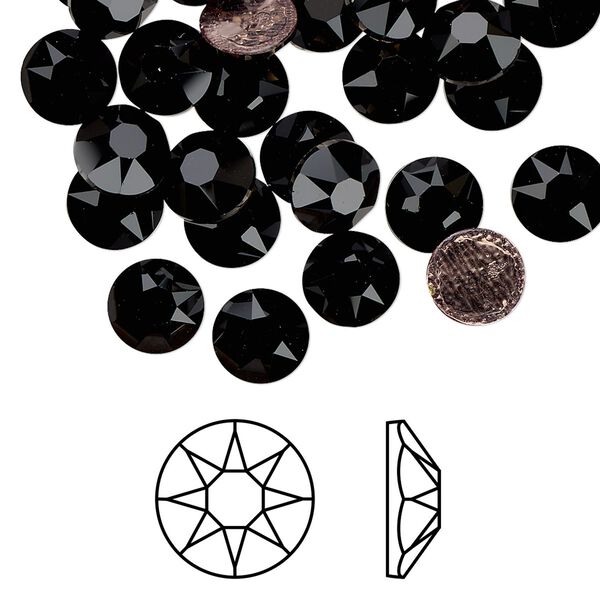 Flat back 12pk jet foil back, Crystal Passions&reg; hotfix rhinestone 7.07-7.27mm rose round SS34 2078HF image number 0