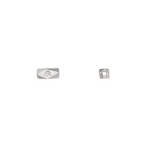 Bead 1pkg10 sterling silver, 7x3mm faceted square tube / flower, Hill Tribes