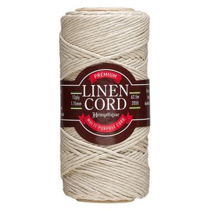 Cord 1pkg1, Hemptique&reg;, linen, natural, 1.75mm 12-ply, 48-pound test. 205-foot spool.