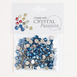 Flat back 1pkg144 metallic blue foil back, Crystal Passions&reg; rhinestone 4.60-4.80mm round SS20