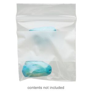 Bag, Tite-Lip&trade;, plastic, clear and white, 2-inch top zip with block. Sold per pkg of 100.