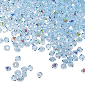 Bead 48pk aquamarine AB, Preciosa Czech crystal 3mm bicone