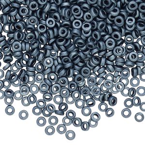 Seed bead, Miyuki, glass, pkg/250g, 3x1.3mm spacer rondelle, opaque matte steel blue, (SPR3-2001).