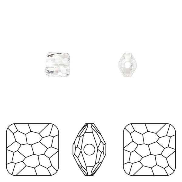 Bead 1pkg288 crystal clear, Swarovski&reg;, 6mm puffed square 5035 image number 0