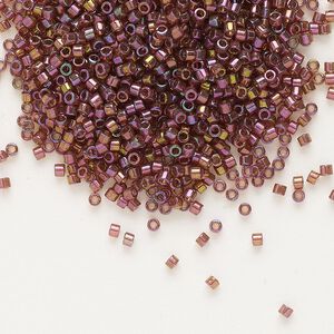 Seed bead, Delica&reg;, glass, pkg/7.5g, #11 round, translucent gold luster rainbow dark topaz (DB-0103).