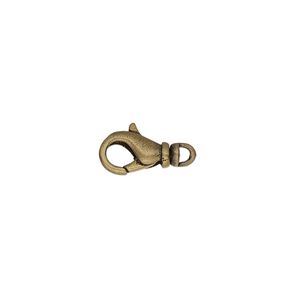 Clasp lobster claw 1pkg10 gold-plated, 12x7mm swivel, antique brass 1-strand