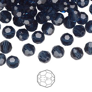 Bead 144pk Montana, Preciosa Czech crystal 6mm round