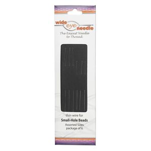 Needle, Wide-Eye Needle&trade;, flexible, stainless steel, #22 light with 0.13mm wire width, (3) 2-1/4 inches and (3) 4 inches with loop end. Sold per pkg of 6.