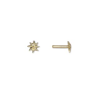 Brad, JBB Findings, brass, 9x6mm with 6x6mm sun face and 8x1.5mm post. Sold per pkg of 4.