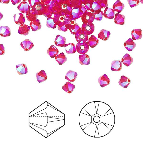 Bead 144pk light Siam AB 2X, Crystal Passions&reg; 4mm bicone 5328 image number 0