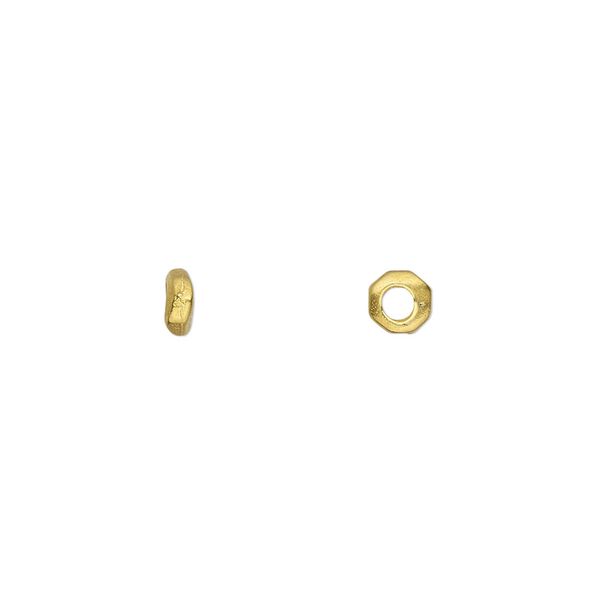 Bead, TierraCast&reg;, gold-plated pewter (tin-based alloy), 4x2mm-5x2mm nugget rondelle. Sold per pkg of 100. image number 0