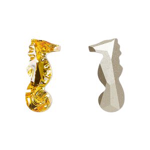Fancy stone 1pk sunflower foil back, Crystal Passions&reg; 22x10mm seahorse 4046