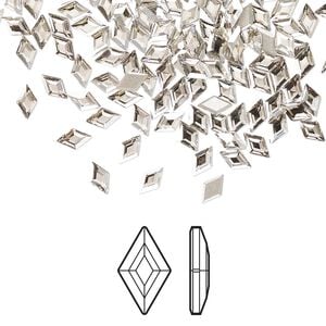 Flat back 6pk crystal silver shade foil back, Crystal Passions&reg; 5x3mm diamond 2773