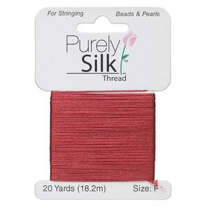 Thread, Purely Silk&trade;, maroon, size F. Sold per 20-yard card.