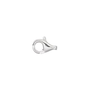 Clasp lobster claw 1pkg10 sterling silver, 12x7mm round 1-strand