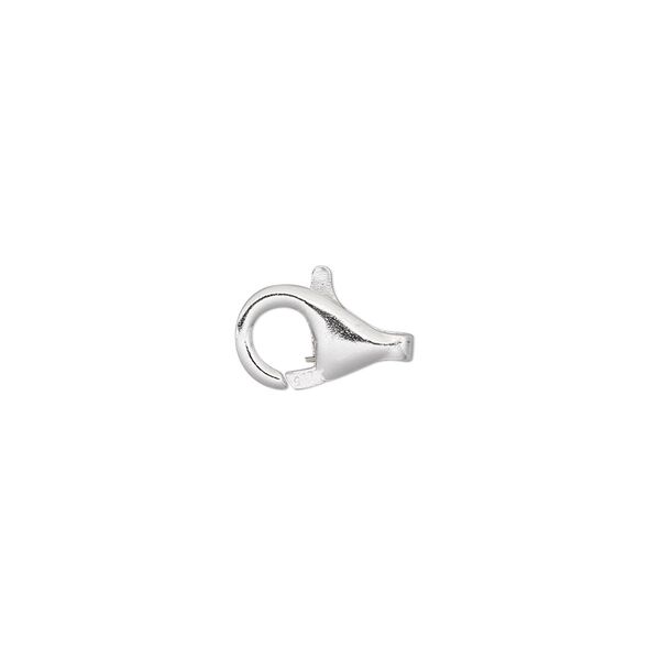 Clasp lobster claw 1pkg10 sterling silver, 12x7mm round 1-strand image number 0