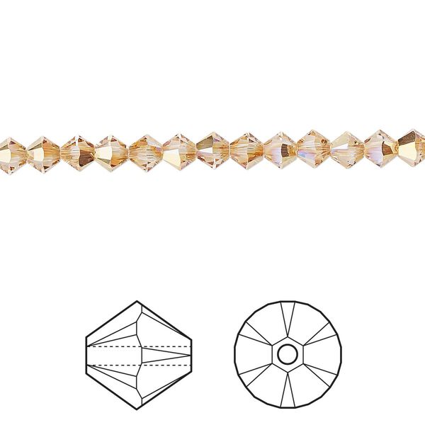 Bead 1440pk crystal metallic sunshine, Swarovski&reg; 4mm XILION bicone 5328 image number 0