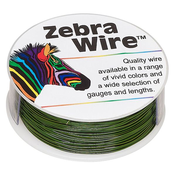 Wire, Zebra Wire&trade;, color-coated copper, green, round, 24 gauge. Sold per 1/4 pound spool, approximately 71 yards. image number 0