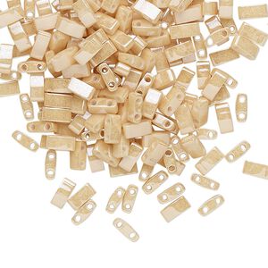 Seed bead, TILA&reg;, glass, pkg/10g, 5x2.3mm half tila rectangle, opaque ceylon light caramel, (HTL-593).