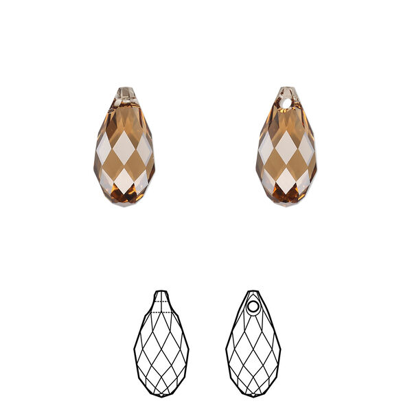 Briolette 1pkg144 light smoked topaz, Swarovski&reg; ReCreated&trade;, 13x6.5mm pendant drop 6010 image number 0